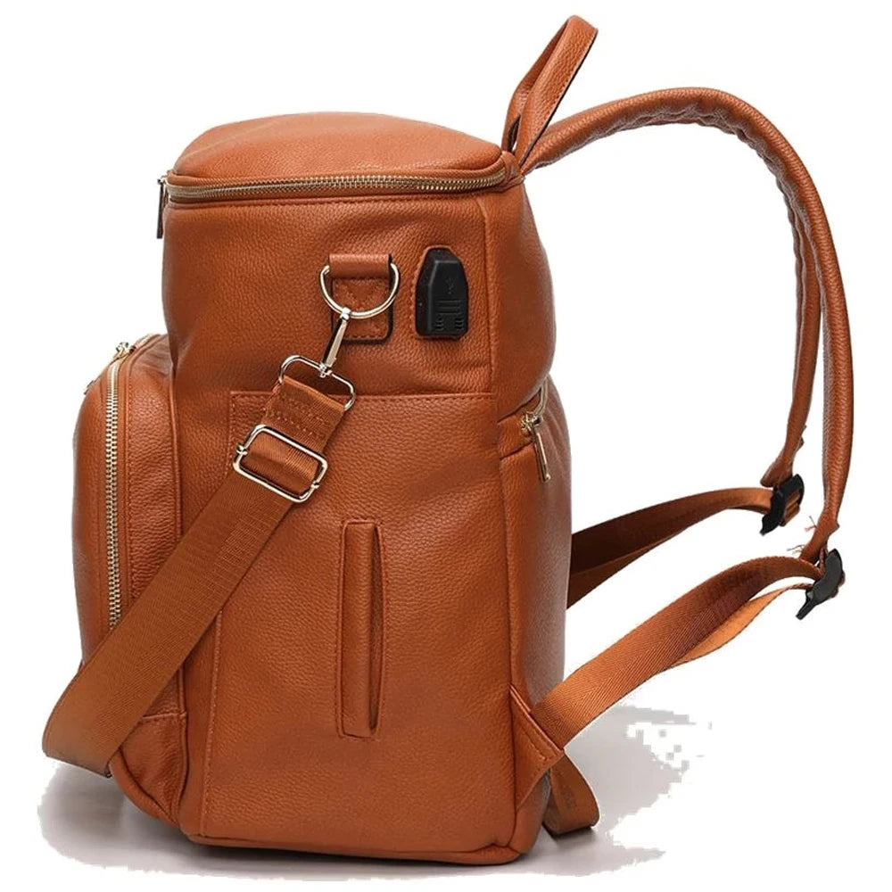 PU Leather Changing Bag - Brown