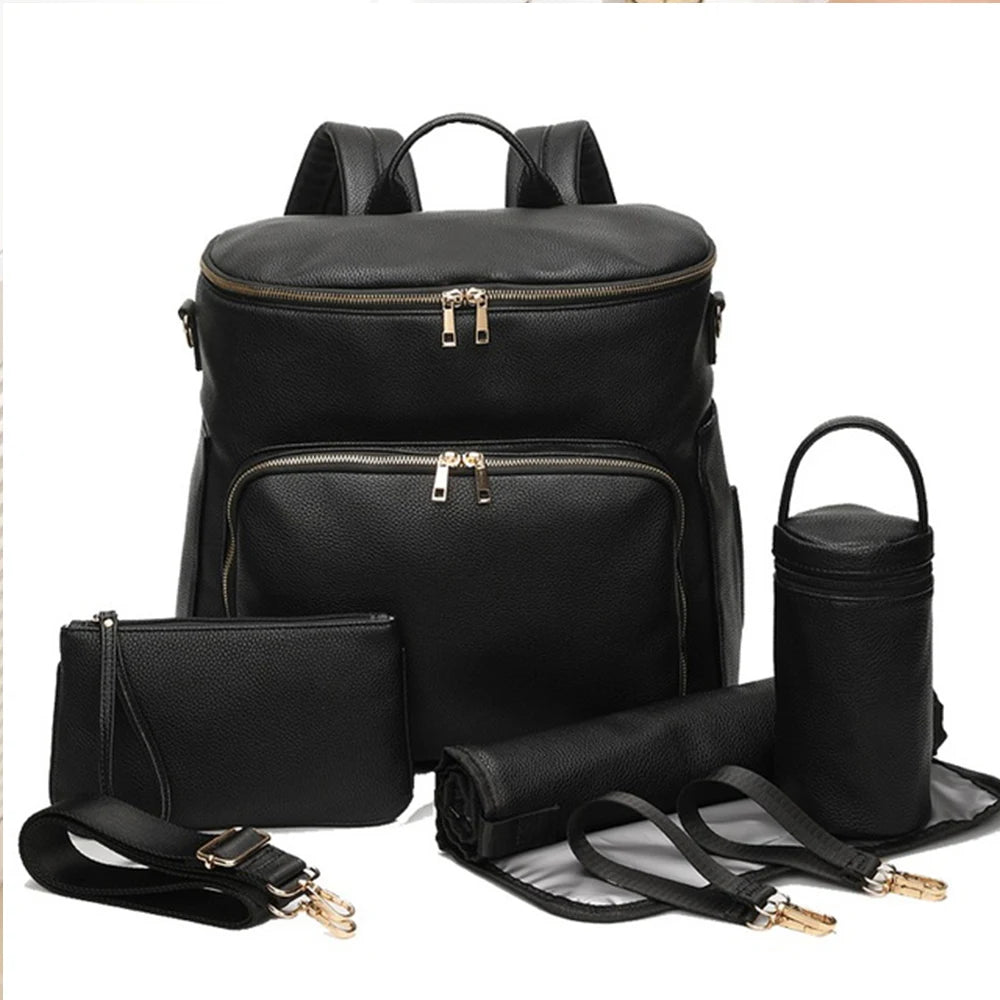 PU Leather Changing Bag - Black