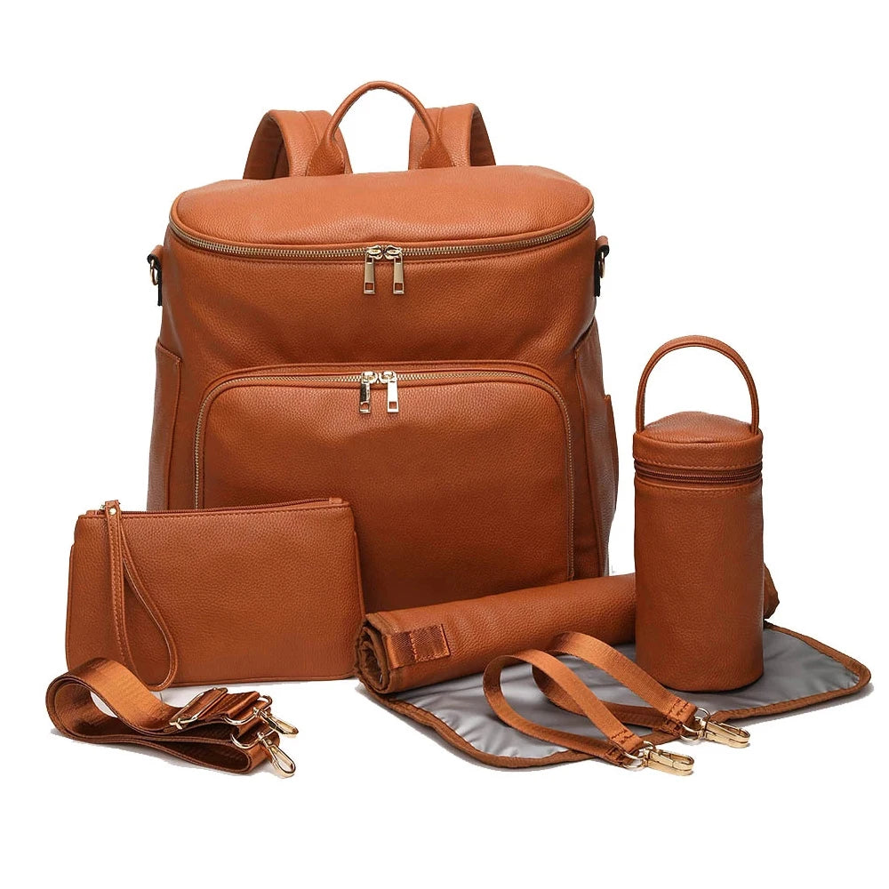 PU Leather Changing Bag - Brown
